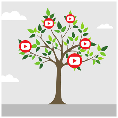 A tree with some Youtube logos instead of fruits