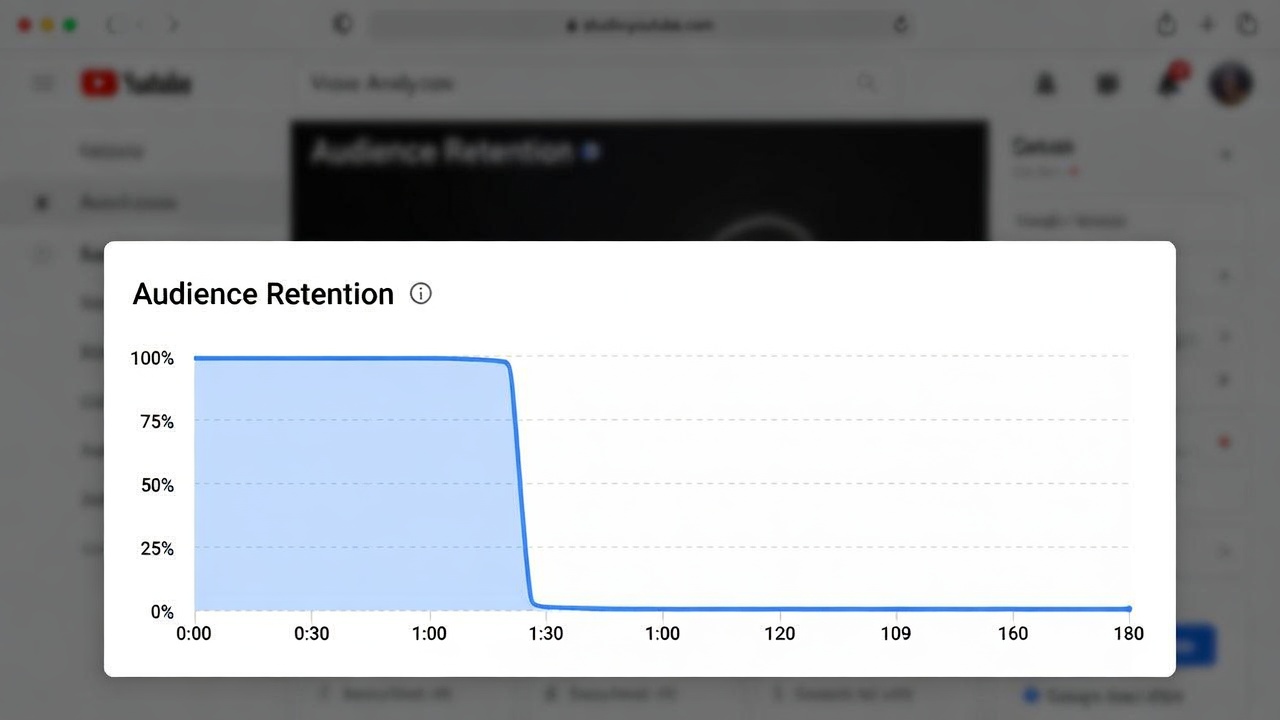 Audience retention plateau and drop example YouTube audience retention graph showing a sharp drop after an initial plateau