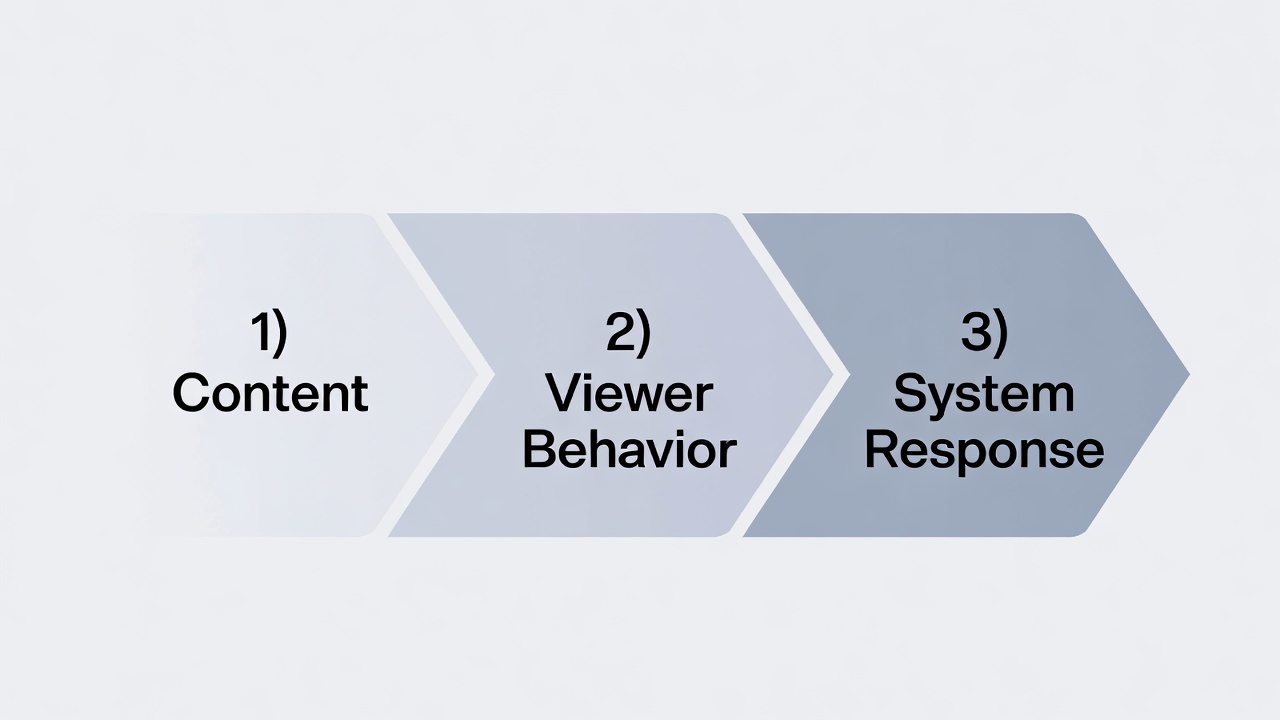 YouTube promotion as a system: content, behavior, response Diagram showing the relationship between content, viewer behavior, and system response in YouTube’s recommendation system
