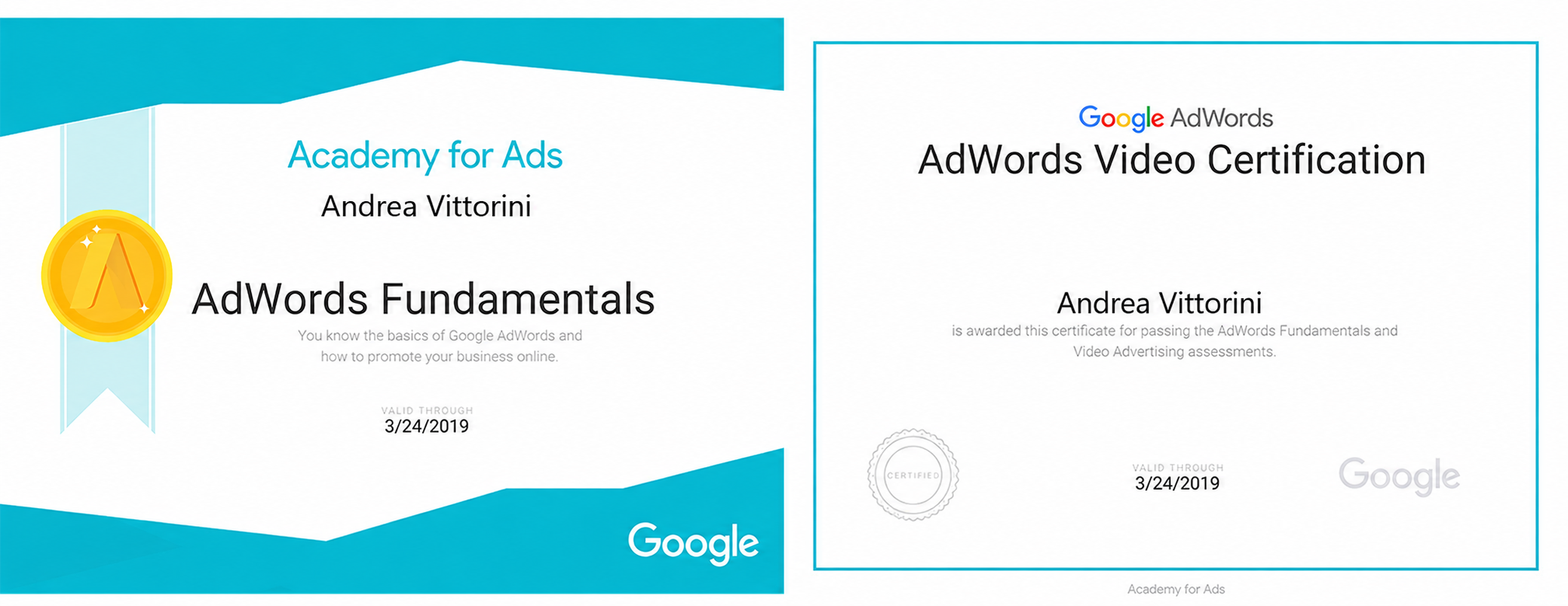 Certified experience in campaign management with Google Ads YouTube Video Certification with Google Ads