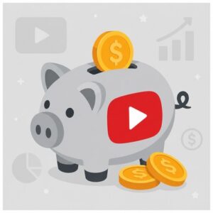 Monetizable YouTube Views piggy bank icon representing YouTube video views connected to monetization and revenue growth